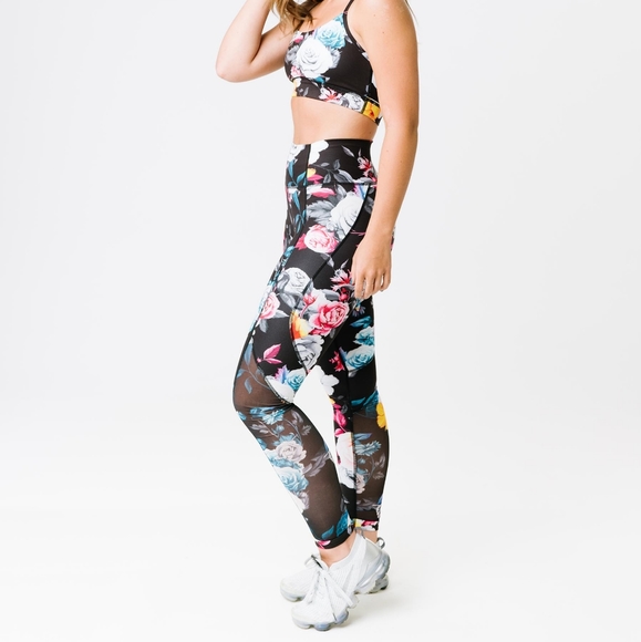 Zyia Dark Floral Mesh Hi-rise 7/8 24" leggings - Picture 2 of 5